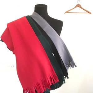 Pack of 4 fuzzy lightweight solid color scarves, red, black, green and gray NEW